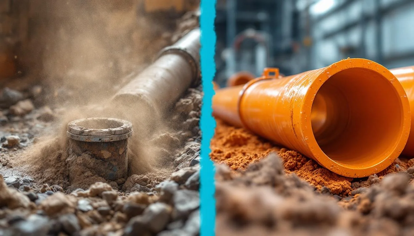 Visuell jämförelse — stambyte till vänster, relining till höger
